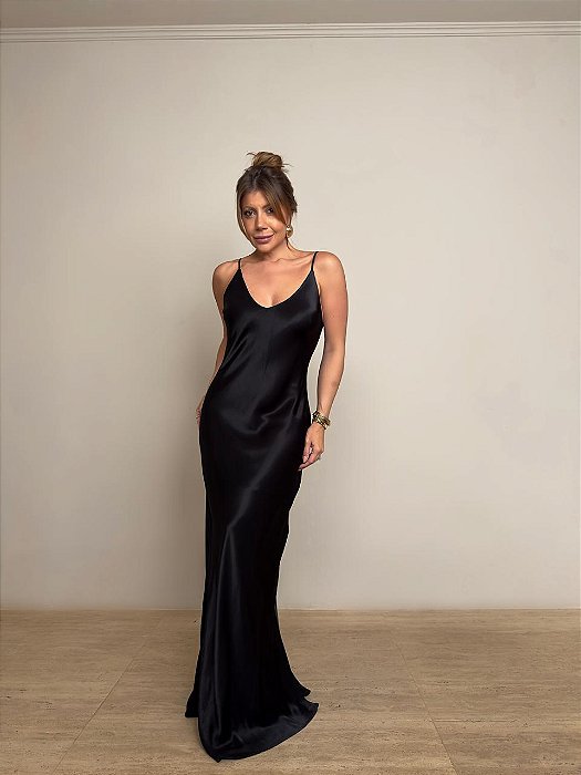 Slip Dress Longo Colcci Preto