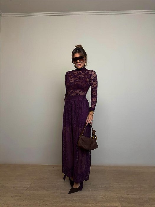 Calça Renda Leonor Roxo Uva