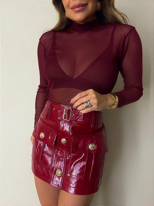 Blusa Tule Austrália Vermelho Bordô
