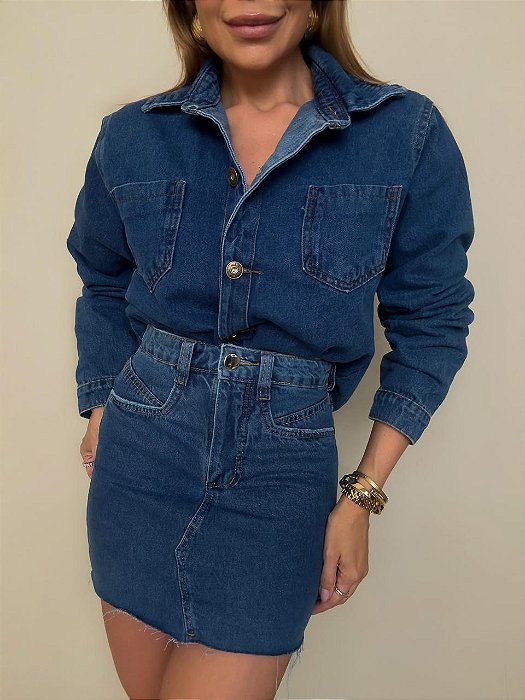 Saia Curta Jeans Escuro Leonie