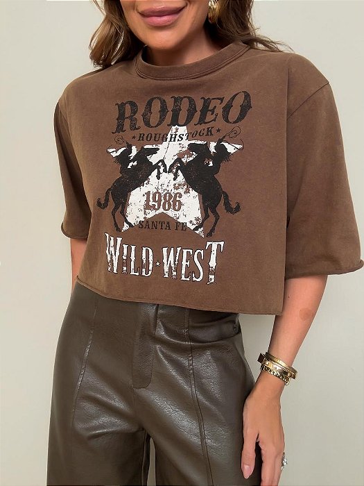 T-shirt Cropped Romina Marrom