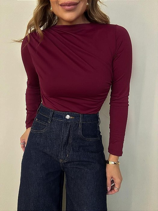 Body Drapeado Costanza Vermelho Bordô