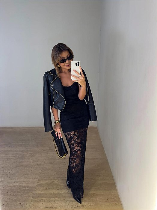 Vestido Longo Renda Beatrice Preto