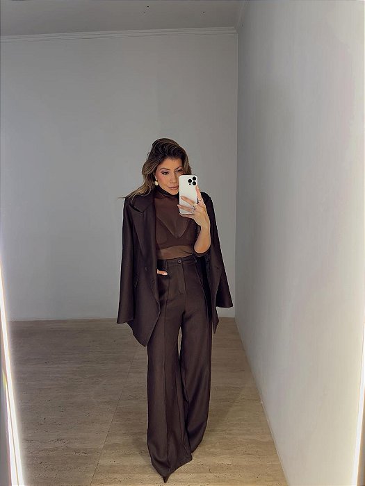 Calça Alfaiataria Beatrice Marrom