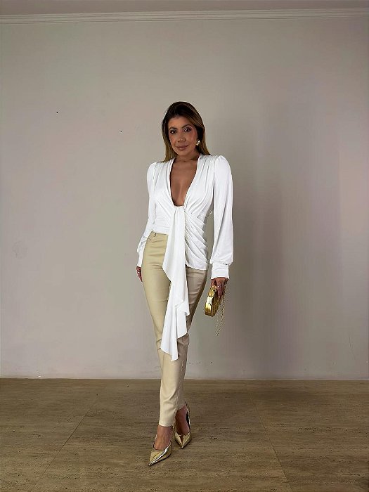 Calça Resinada Solenna Bege