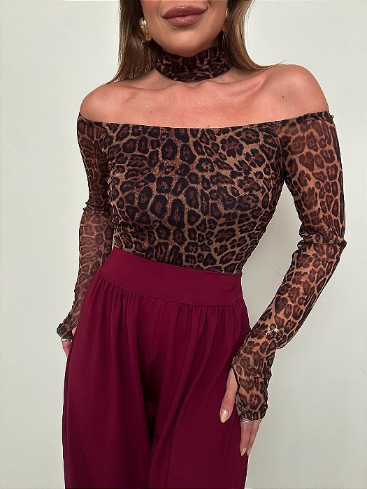 Blusa Tule Romina Animal Print