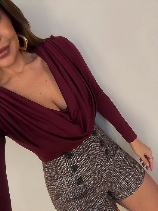 Body Decote Degagê Ravello Vermelho Bordô