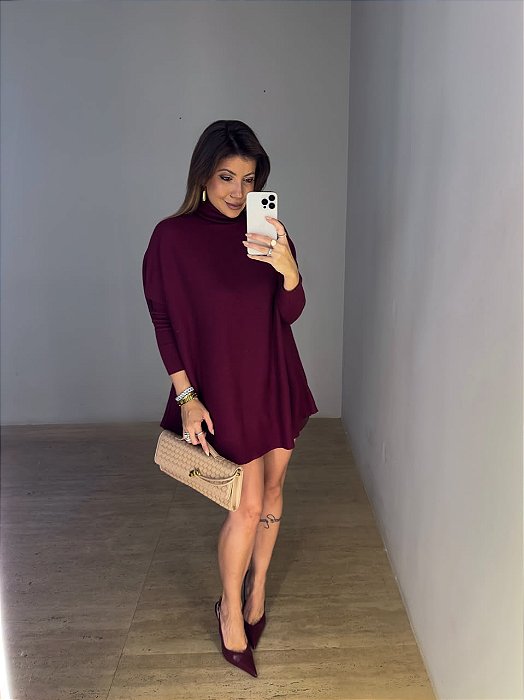 Maxi Tricot Modal Vallena Vermelho Bordô