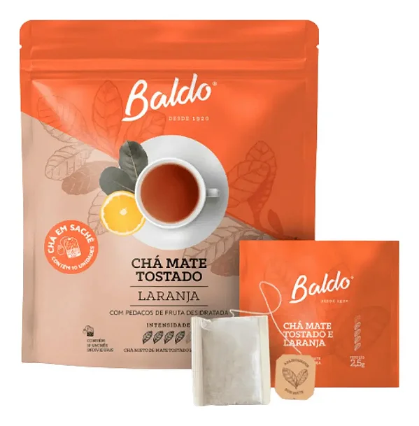 Chá Mate Tostado E Laranja Infusão Baldo 10 saches
