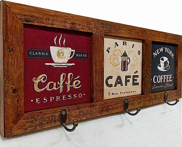 Quadro cabideiro triplo - Café