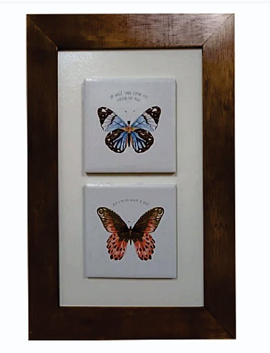Quadro decor madeira - Borboletas
