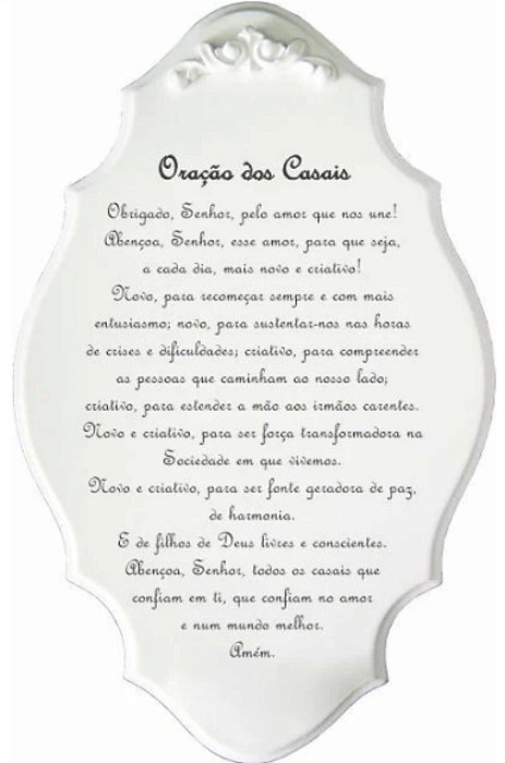 Placa - Oração dos Casais