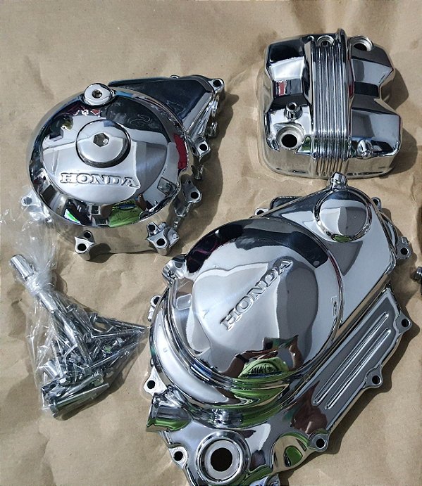 Kit tampas motor titan/fan/cg150 ks pedal cromadas