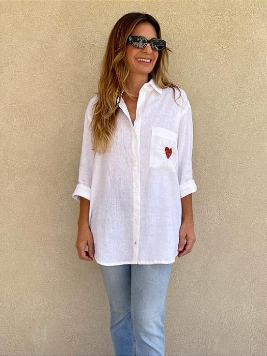 Camisa Bolso Heart Branca