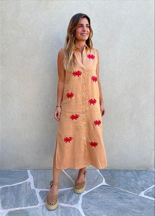 Vestido Max Caranguejo Caramelo