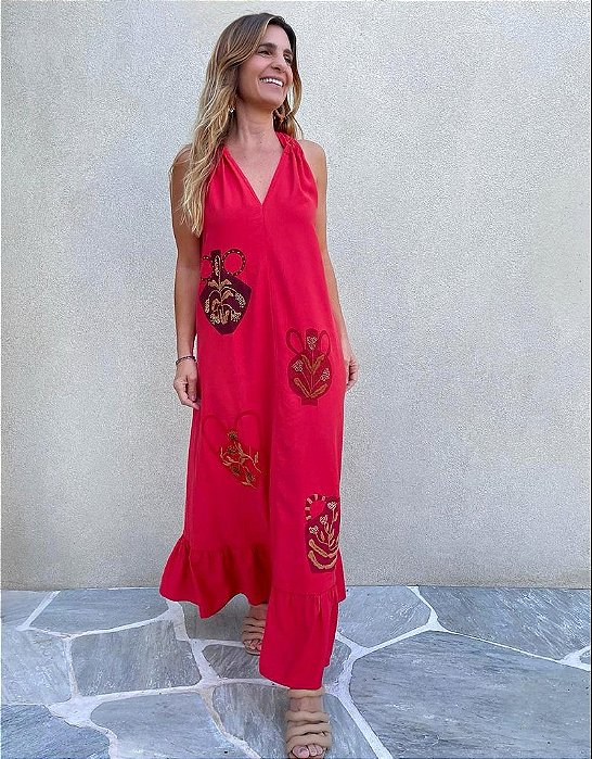 Vestido Beth Vasos Vermelho