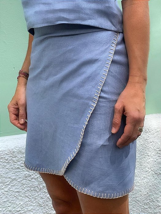 Saia Pareô Curta Azul