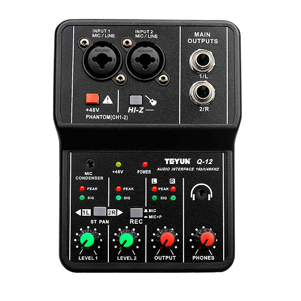 MESA DE SOM 2 CANAIS USB - Q12