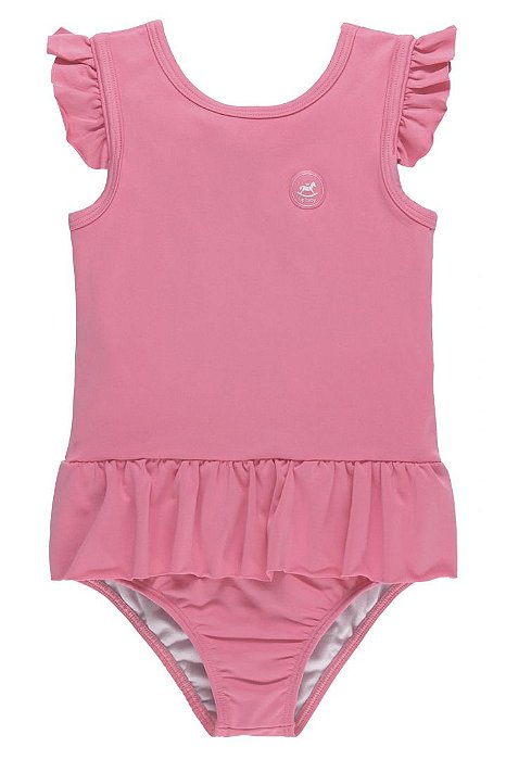 Maio Infantil Com Babados Rosa Carmim Neon Up Baby