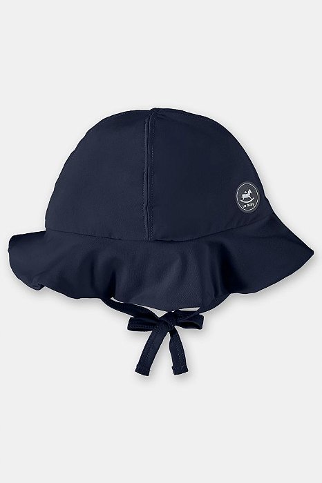Chapéu Com Proteção Uv Fps +50 Azul Escuro Bebe Menino Menina Up Baby