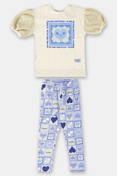 Conjunto Infantil Azul Blusa Legging Menina Up Baby