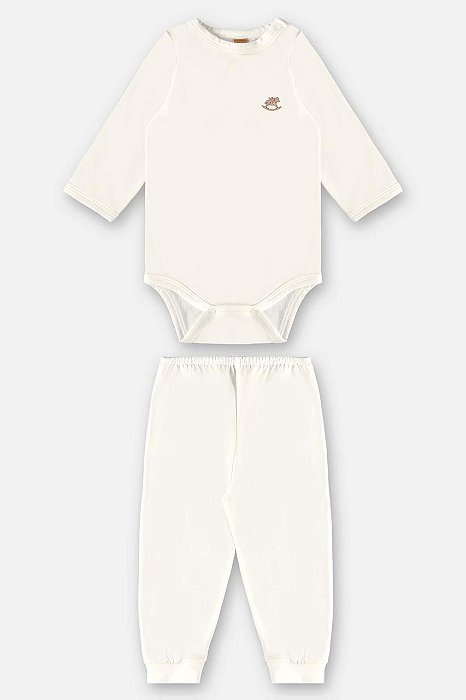 Pijama Malha Térmica Conjunto Branco Bebe Unissex Up Baby