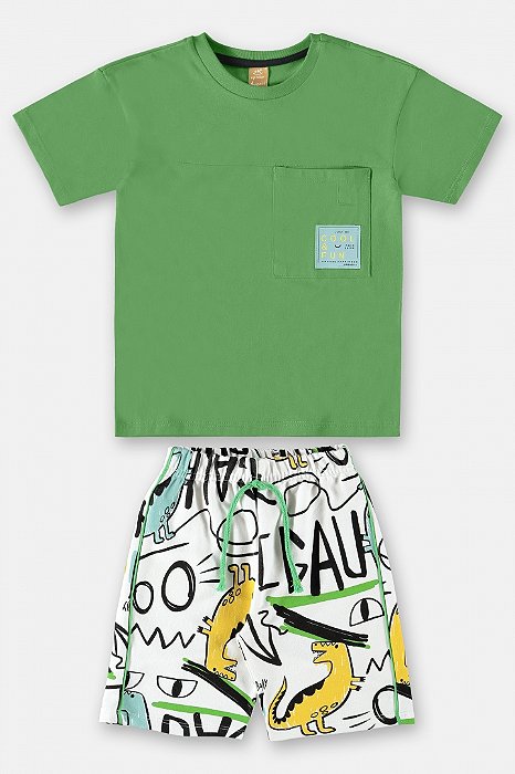 Conjunto De Verão Estampado Verde Menino Up Baby