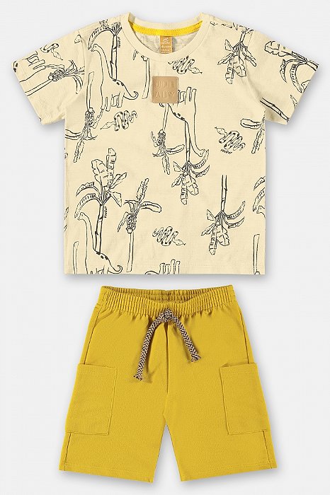 Conjunto De Verão Bege Estampado Menino Up Baby