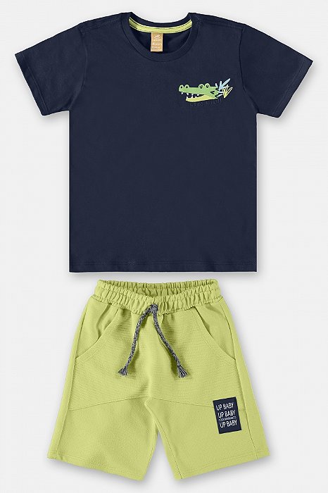 Conjunto De Verão Azul Verde Dinossauro Menino Up Baby
