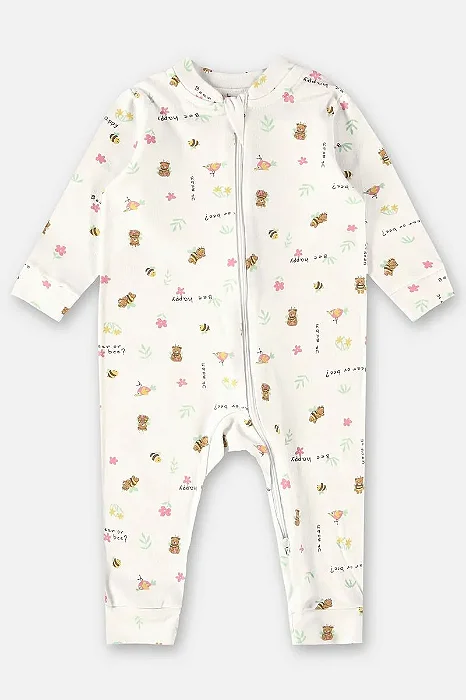Macacão De Manga Longa Com Zíper Bebe Menina Up Baby