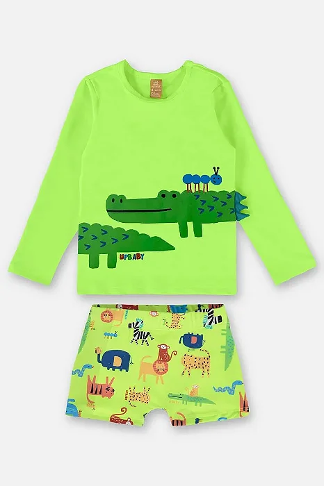 Conjunto De Moda Praia Proteção Solar Camiseta Sunga Bebe Menino Up Baby
