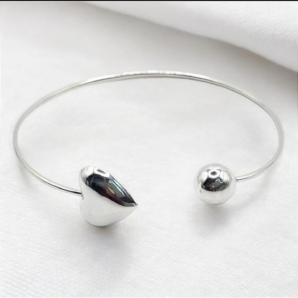 Bracelete Aberto Coração e Bola