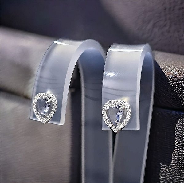Brinco Coração Cristal com Zircônias em Volta