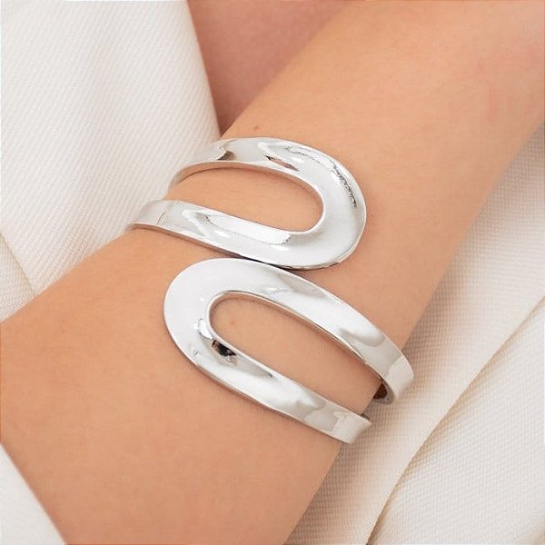 Bracelete Abraço Vazado em Ródio
