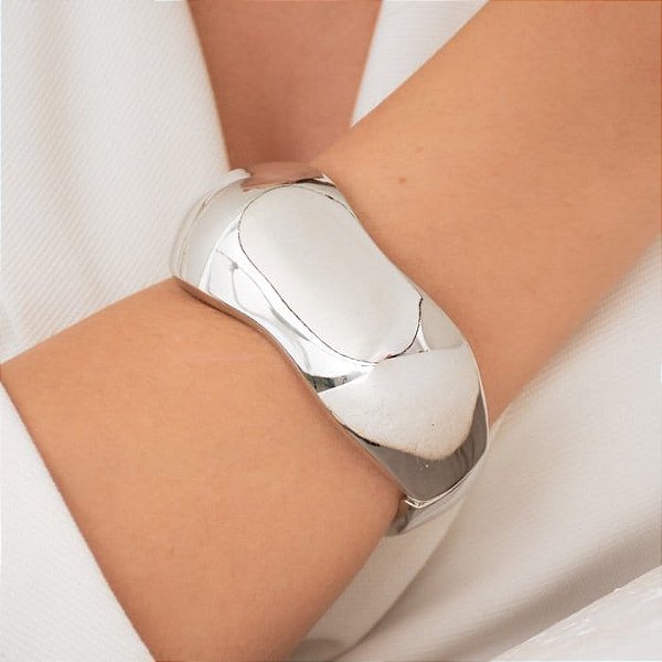 Bracelete Ondulado em Ródio