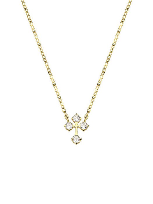 Colar Cruz Cravejada nas Pontas