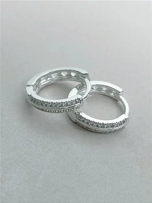 Brinco Argola Cravejada Duas Fileiras