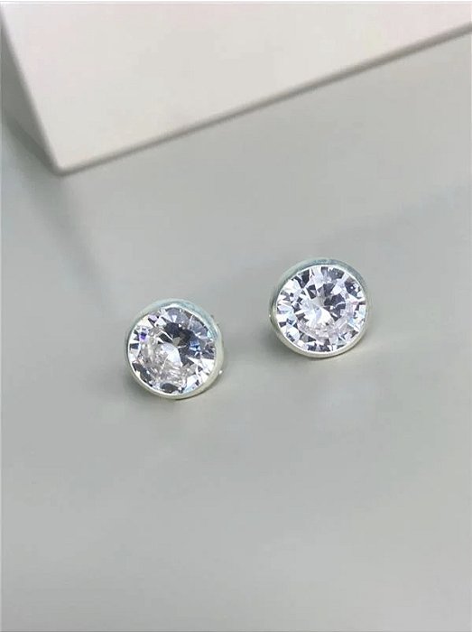 Brinco Ponto de Luz Redondo Cristal