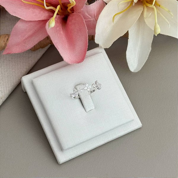 Anel 5 flores cravejadas