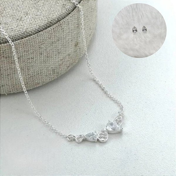 Conjunto Gota Cravejado Zircônias