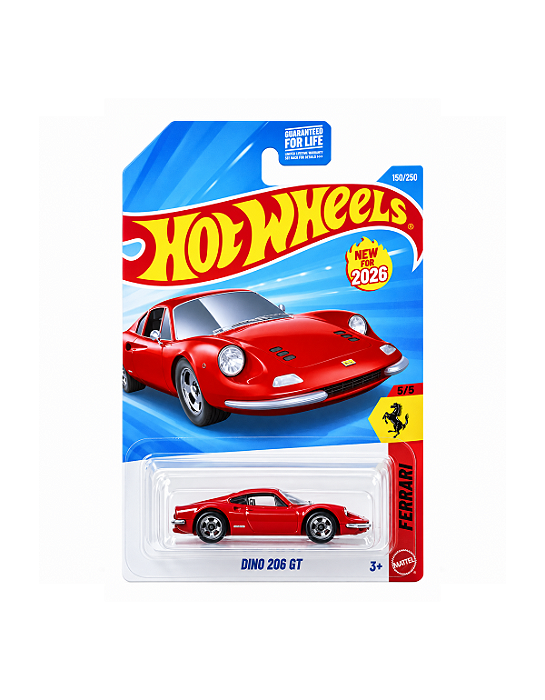 Hot Wheels Ferrari Dino 206 GT Vermelha – Mainline 2026