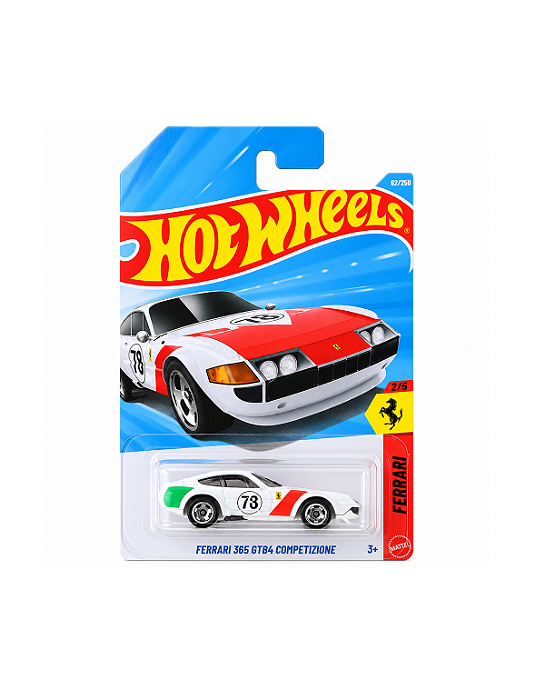 Hot Wheels Ferrari 365 GTB4 Branco / Vernelho / Verde - Mainline 2026