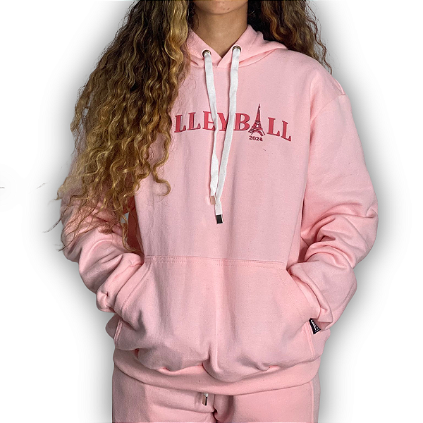 MOLETOM VOLEIBOL PARIS 2024 -  ROSA - CANGURU (unissex)