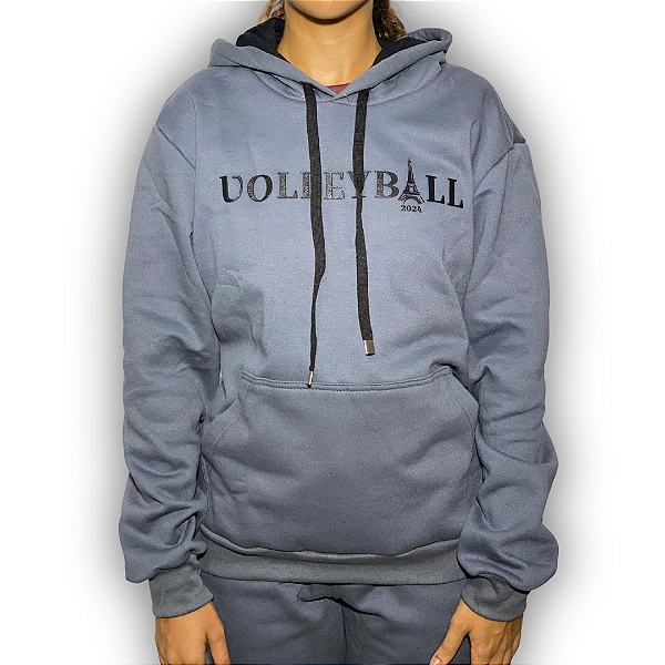 MOLETOM VOLEIBOL PARIS 2024 -  CINZA AÇO - CANGURU (unissex)