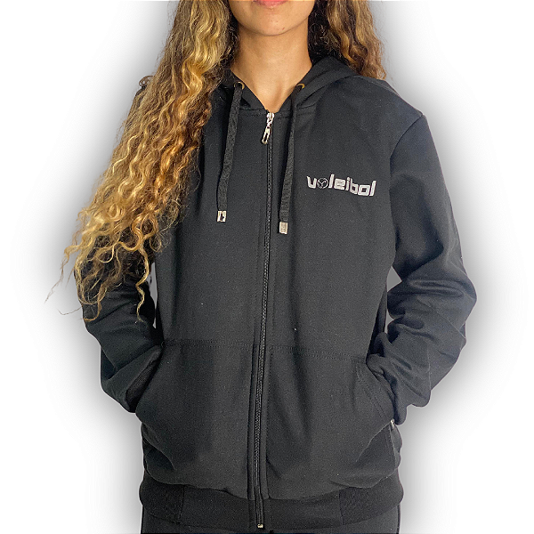 MOLETOM VOLLEYBALL -  PRETO - ZÍPER (unissex)