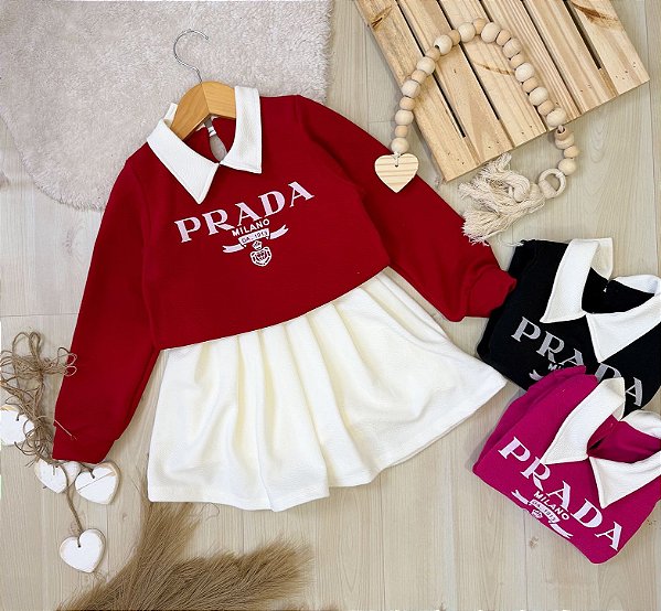 Conjunto Prada Inverno com Gola para Menina 2 peças