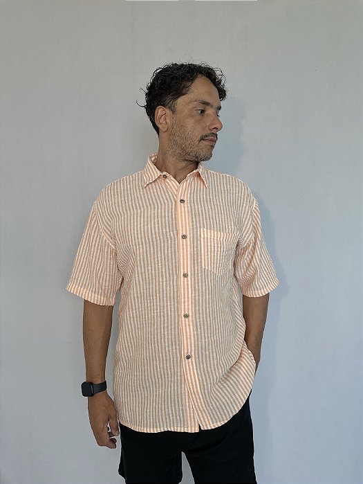 CAMISA LISTRAS LARANJA