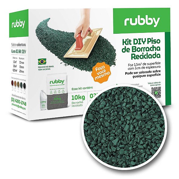 Kit DIY Piso de Borracha Reciclada | Verde Escuro