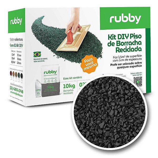 Kit DIY Piso de Borracha Reciclada | Preto