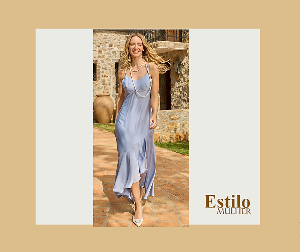 Vestido azul de cetim